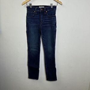 Madewell Slim Straight Womens Blue Jeans Size 24 Dark‎ Wash Denim Mid Rise